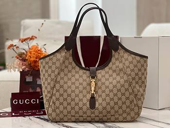 Colestore  Gucci Mercato Small tote bag in Sand and Brown GG canvas  26x23x11cm