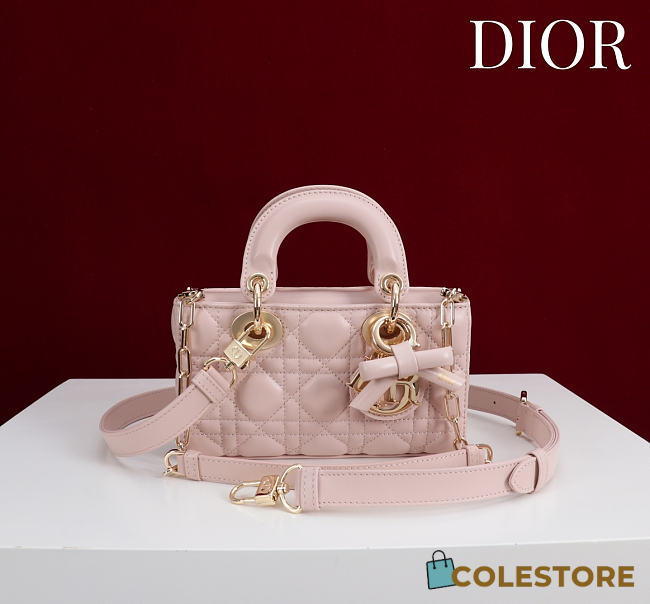 Colestore Dior Mini Lady D-Joy Bag Rose Soupir Cannage Lambskin 19 x 10.5  x 5.5cm   - 1