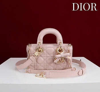 Colestore Dior Mini Lady D-Joy Bag Rose Soupir Cannage Lambskin 19 x 10.5  x 5.5cm  