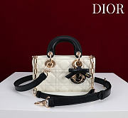 Colestore Dior Mini Lady D-Joy Bag Two-Tone Latte and Black Cannage Lambskin 19 x 10.5  x 5.5cm   - 1