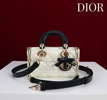 Colestore Dior Mini Lady D-Joy Bag Two-Tone Latte and Black Cannage Lambskin 19 x 10.5  x 5.5cm  