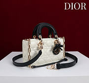 Colestore Dior Small Lady D-Joy Bag Two-Tone Latte and Black Cannage Lambskin 22 x 11  x 6cm - 4