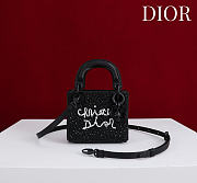 Colestore Dior Mini Lady Dior Bag with Beaded “Christian Dior” Embroidery 12x10.2x5cm - 1