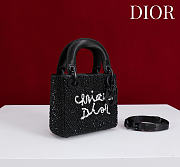 Colestore Dior Mini Lady Dior Bag with Beaded “Christian Dior” Embroidery 12x10.2x5cm - 3