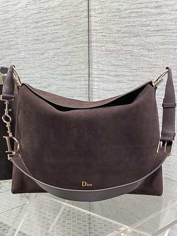 Colestore Dior Hobo Bag in Suede Calfskin Dark Brown 39x29x11cm