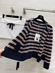 Colestore Chanel Striped Cashmere & Wool Cardigan – Navy, White, Brown - 6