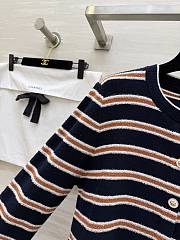 Colestore Chanel Striped Cashmere & Wool Cardigan – Navy, White, Brown - 4