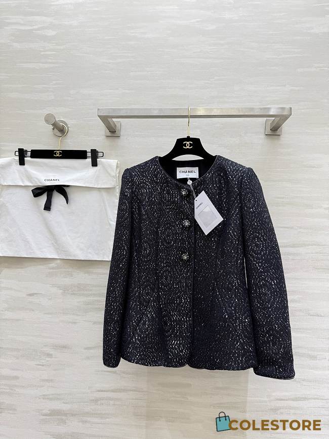 Colestore Chanel Tweed Jacket Black, Metallic Thread - 1