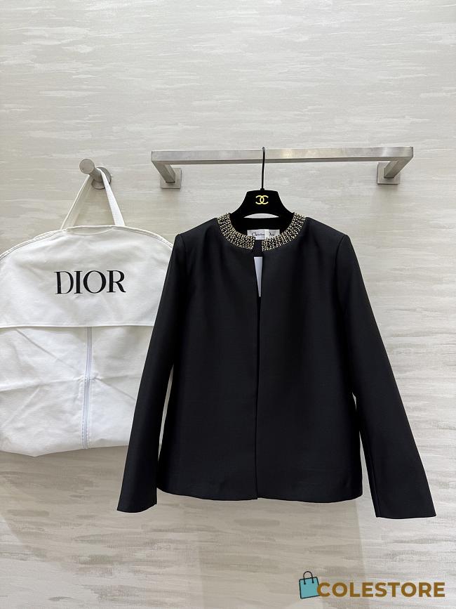 Colestore Dior Black Wool & Silk Jacket with Embroidered - 1