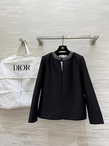 Colestore Dior Black Wool & Silk Jacket with Embroidered