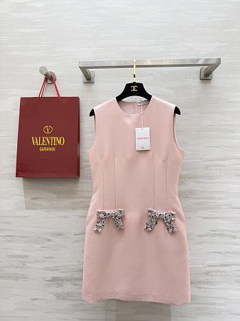 Colestore Valentino Sleeveless Mini Dress with Crystal Bow Details Pink