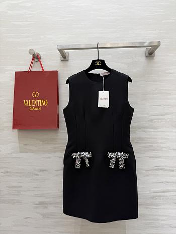 Colestore Valentino Sleeveless Mini Dress with Crystal Bow Details Black