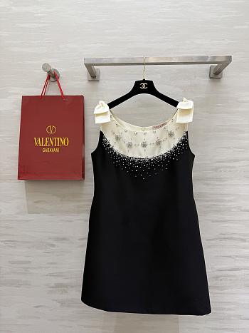 Colestore Valentino Sleeveless Mini Dress with Crystal Embellished Yoke Black / Ivory