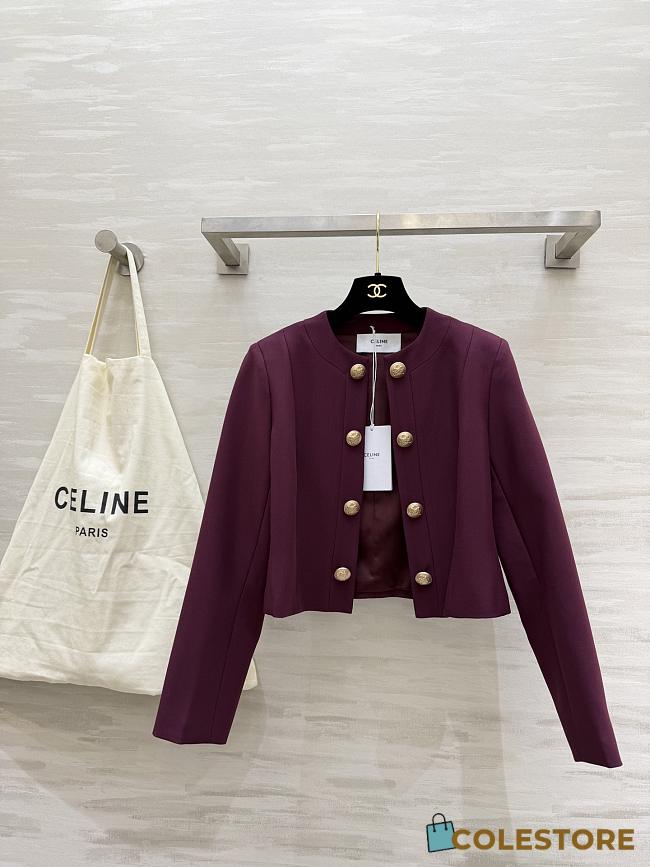 Colestore Celine Short Military Jacket in Wool  Burgundy - 1