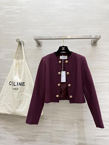 Colestore Celine Short Military Jacket in Wool  Burgundy