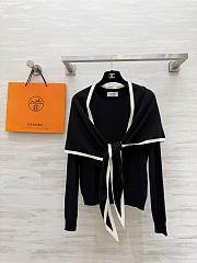 Colestore Hermes Cashmere Knit Sweater with Attached Shawl Black - 1