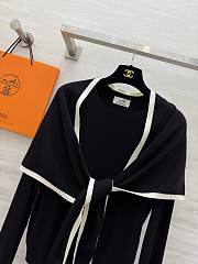 Colestore Hermes Cashmere Knit Sweater with Attached Shawl Black - 5