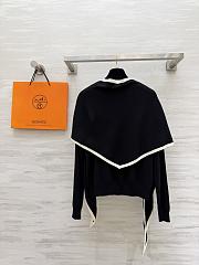 Colestore Hermes Cashmere Knit Sweater with Attached Shawl Black - 4