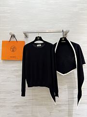 Colestore Hermes Cashmere Knit Sweater with Attached Shawl Black - 3