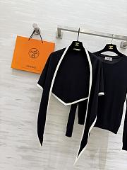 Colestore Hermes Cashmere Knit Sweater with Attached Shawl Black - 2