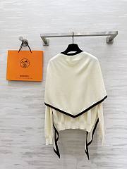 Colestore Hermes Cashmere Knit Sweater with Attached Shawl Ivory - 4