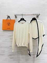 Colestore Hermes Cashmere Knit Sweater with Attached Shawl Ivory - 3
