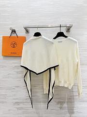 Colestore Hermes Cashmere Knit Sweater with Attached Shawl Ivory - 2