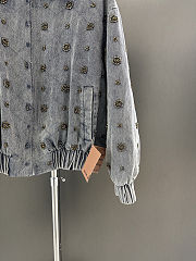 Colestore Miu Miu Embellished Denim Bomber Jacket with Fur Collar - 4
