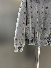 Colestore Miu Miu Embellished Denim Bomber Jacket with Fur Collar - 3