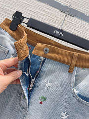 Colestore Dioramour Embroidered Jean Light Blue Cotton Denim with Multicolor Doves & Roses Motif - 3