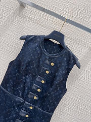 Colestore Louis Vuitton monogram denim sleeveless dress with gold buttons - 5
