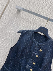 Colestore Louis Vuitton monogram denim sleeveless dress with gold buttons - 4