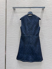 Colestore Louis Vuitton monogram denim sleeveless dress with gold buttons - 3