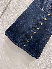 Colestore Louis Vuitton monogram denim sleeveless dress with gold buttons - 2