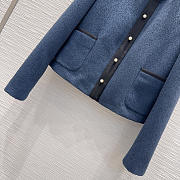 Colestore  Dior Cropped Jacket Navy Blue Virgin Wool-Cotton-Blend Bouclé - 4