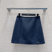 Colestore   Dior Flared Miniskirt Navy Blue Virgin Wool-Cotton-Blend  Bouclé - 1