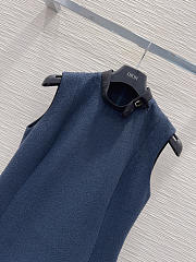 Colestore  Dior Straight Dress Navy Blue Virgin Wool-Cotton-Blend Bouclé - 3