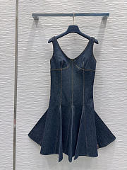 Colestore Louis Vuitton Topstitched Denim Dress Black - 1