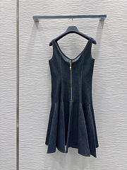 Colestore Louis Vuitton Topstitched Denim Dress Black - 6