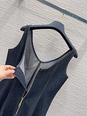 Colestore Louis Vuitton Topstitched Denim Dress Black - 3