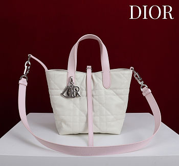 Colestore  Dior Small Dior Toujours Vertical Tote Bag Rose Soupir and Latte Macrocannage Calfskin 18.5 x 18.5 x 12 cm