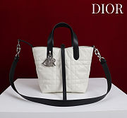 Colestore  Dior Small Dior Toujours Vertical Tote Bag Latte and Black Macrocannage Calfskin 18.5 x 18.5 x 12 cm - 1