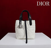 Colestore  Dior Small Dior Toujours Vertical Tote Bag Latte and Black Macrocannage Calfskin 18.5 x 18.5 x 12 cm - 3
