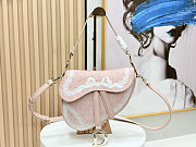 Colestore Dior Saddle Bag with Strap Rose Soupir Dior Oblique Jacquard and White Lace 24×16×18cm - 1