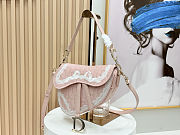 Colestore Dior Saddle Bag with Strap Rose Soupir Dior Oblique Jacquard and White Lace 24×16×18cm - 3