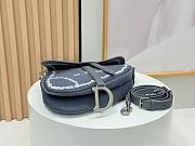 Colestore Diorr Saddle Bag with Strap Blue and White Book Cover Embroidery 25.5 x 20 x 6.5 cm - 6