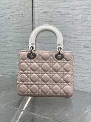 Colestore Lady Dior Bag with Chain Rose Soupir and Latte Cannage Lambskin 20x17x8cm - 6
