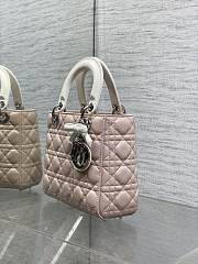 Colestore Lady Dior Bag with Chain Rose Soupir and Latte Cannage Lambskin 20x17x8cm - 4