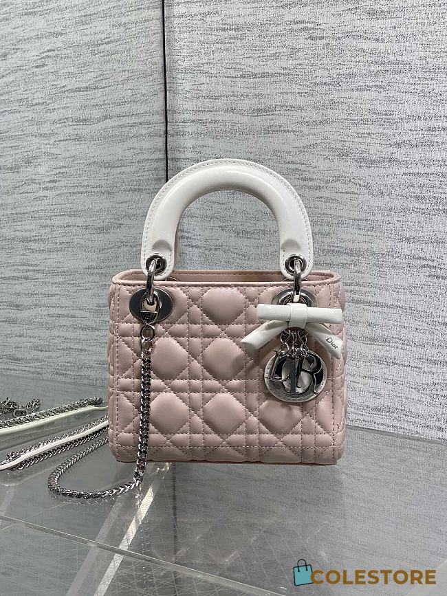 Colestore Mini Lady Dior Bag with Chain Rose Soupir and Latte Cannage Lambskin  17 x 15 x 7 cm - 1