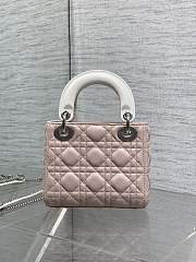 Colestore Mini Lady Dior Bag with Chain Rose Soupir and Latte Cannage Lambskin  17 x 15 x 7 cm - 6